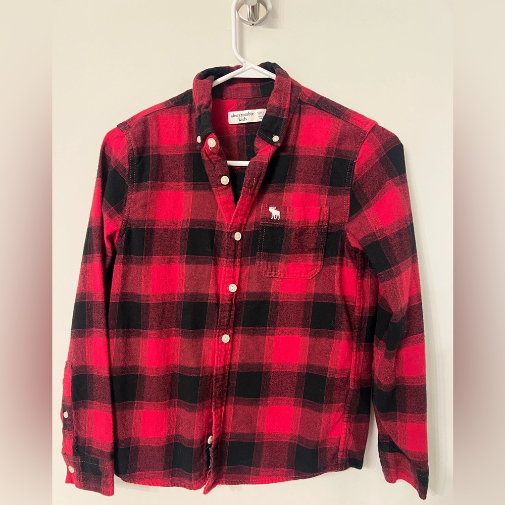 Abercrombie Kids Red and Black Buffalo Plaid Checkered Shirt